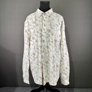 Lloyd and Jefferson Shirt Men’s XL Linen Cotton Blend Collared Office Tan Cream